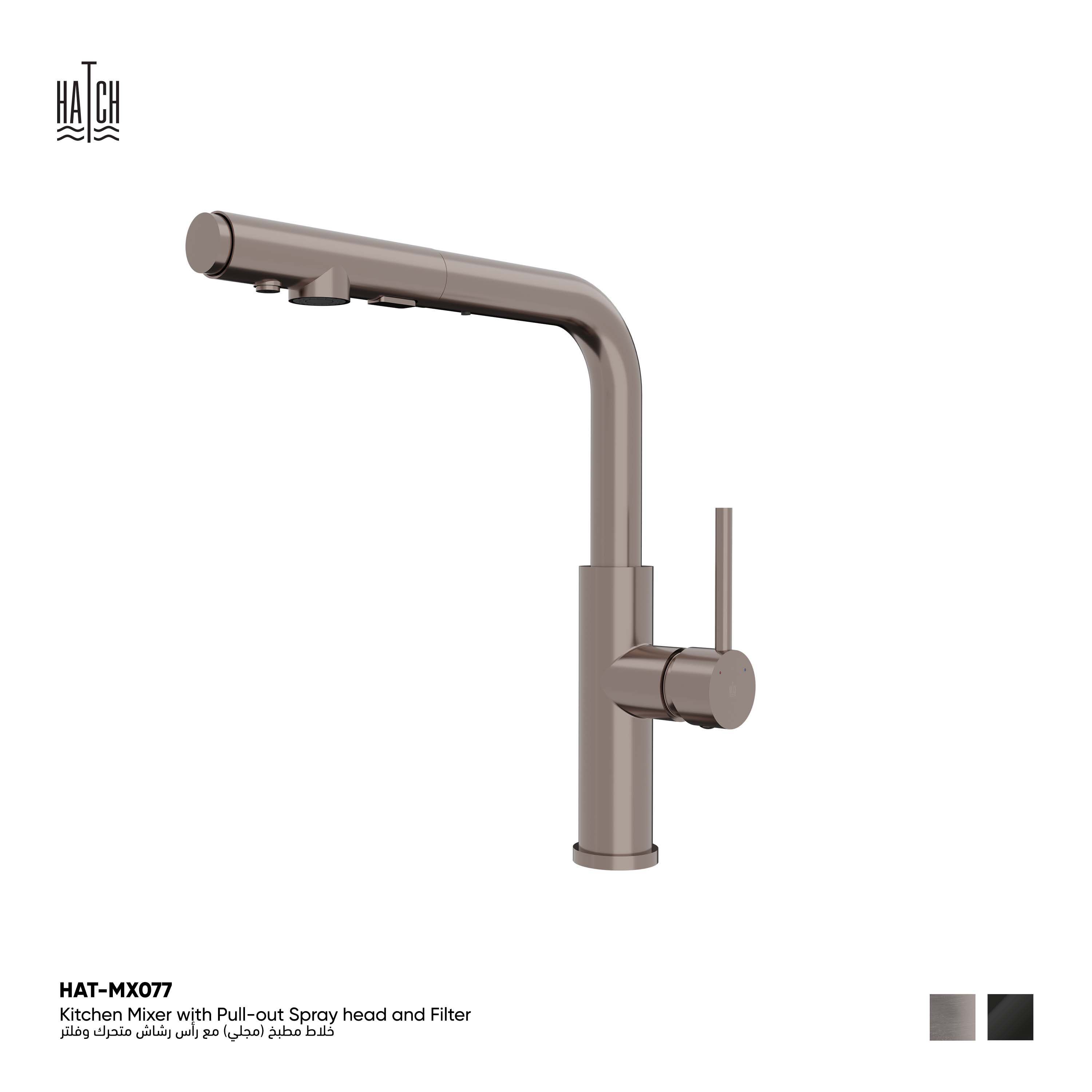 Kitchen Mixer with Pull-out Spray head and Filter 