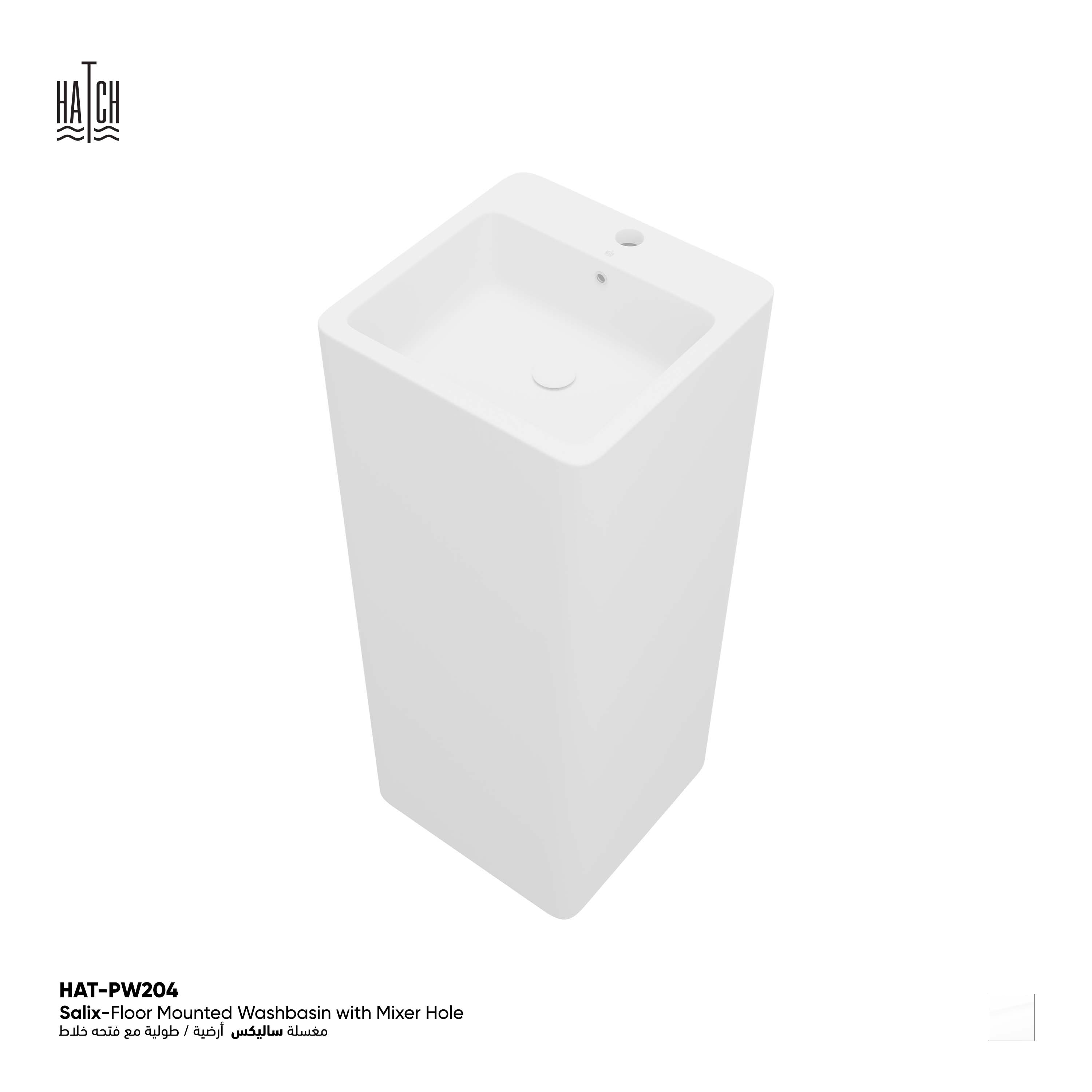 Salix Floor Mounted Washbasin with Mixer Hole 